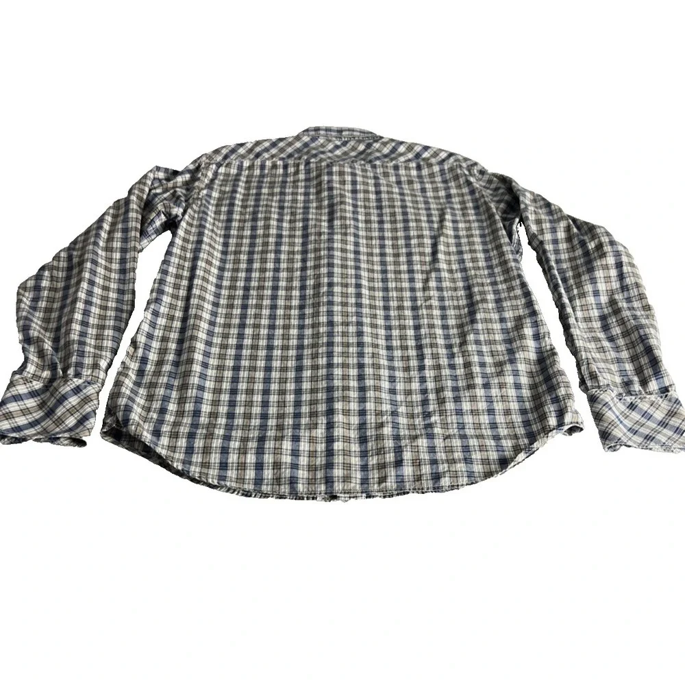 Banana Republic Men's Shirt Size Medium Slim Fit 2 Pockets Snaps Cotton Plaid C5